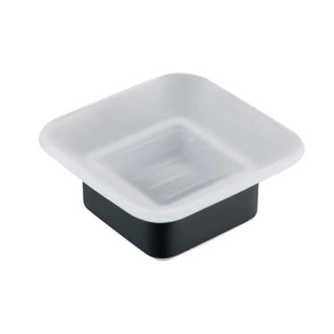 Imagem de Conjunto de acessórios para banheiro, preto fosco, aço inoxidável Sus304, porta-papel, porta-escovas de dentes, toalheiro, prateleiras de banho (saboneteira quadrada)