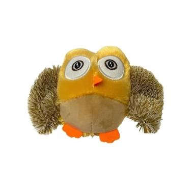 Imagem de Brinquedo De Cachorro Mordedor De Pelúcia Coruja Bege Com Apito Som Pet Interativo Divertido E Macio Para Animais De Estimação (2)