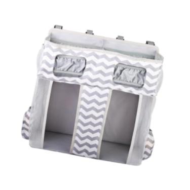 Imagem de IEUDNS Organizador de fraldas suspenso, organização de berçário, berços, brinquedos infantis, vários compartimentos, cama para meninos e meninas, empilhador, Listras Brancas Acinzentadas