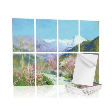 Imagem de JISUO Painéis de parede acústicos artísticos de 122 x 81 cm, painéis autoadesivos de amortecimento de ruído para paredes, azulejos acústicos decorativos para casa, escritórios, tratamentos acústicos