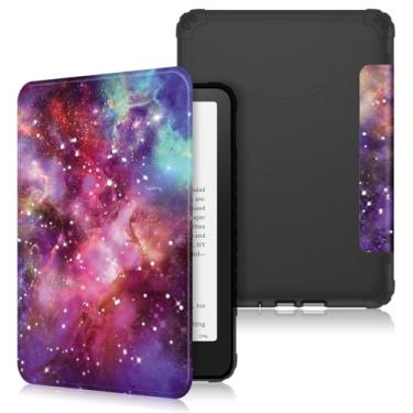 Imagem de Xuanbeier Capa compatível com Kindle Paperwhite (12ª geração) versão 2024, capa protetora traseira transparente de TPU macio com despertar/hibernar automaticamente, Galaxy