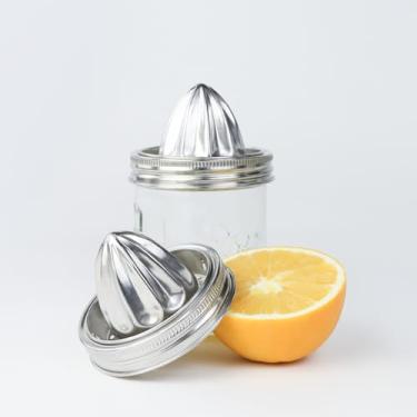 Imagem de 2 frascos de vidro de aço inoxidável, tampa de espremedor de frutas cítricas para boca larga, espremedor de frutas cítricas manual de limão