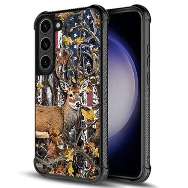 Imagem de CARLOCA Capa compatível com Samsung Galaxy S23, capa vintage com bandeira de madeira camuflada veado Galaxy S23 para meninos homens, capa com design de padrão TPU macio antiarranhões para Samsung S23 capa de 6,1 polegadas