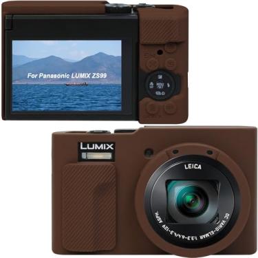 Imagem de Canboc Capa protetora para câmera Panasonic LUMIX ZS99 Point and Shoot, ZS99 Capa de silicone macio com capa de lente removível, café (apenas capa)