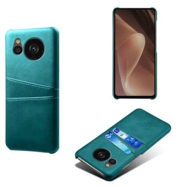 Imagem de Capa compatível com Sharp Aquos Sense 7 PLUS, capa de couro PU - Capa de telefone fina à prova de choque com 2 compartimentos para cartão, proteção anti-impressão digital e antiqueda, couro sintético