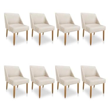 Imagem de Kit 08 Cadeiras Poltrona Juliana Suede Pés Palito Castanho - Pallazio