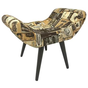 Imagem de Puff Decorativo Elegance Jacquard Retro Cars Bege - Sua Casa Decor