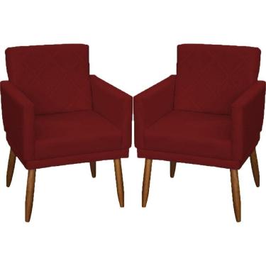 Imagem de Kit 2 Poltronas Decorativa Para Sala Recepção Beatriz Suede Cores Pé Palito Castanho
