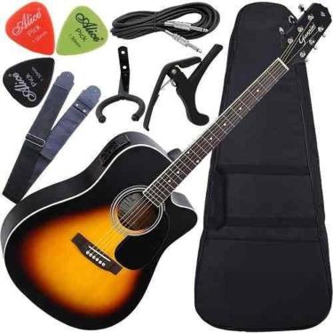 Imagem de Kit Violão Giannini Eletroacústico Folk Afinador Gdc-1 Vsb