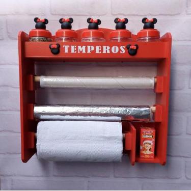 Imagem de Porta temperos Minnie porta condimentos com 5 potes decorados - Art Fa