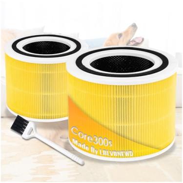 Imagem de Pacote com 2 filtros de substituição Core 300 compatíveis com Core 300, Core 300-P, purificador de ar de ar Core 300S, carvão ativado HEPA verdadeiro 3 em 1 de 6 meses para salas grandes (filtro