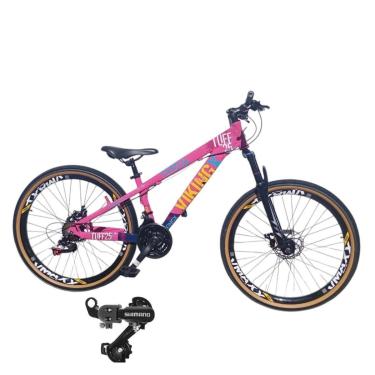 Imagem de Bicicleta 26 VikingX 24v Shimano Cambio Traseiro Pneu Aro 26 Balão Faixa Amarela-Unissex