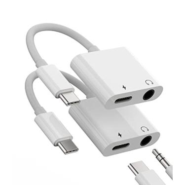Imagem de Adaptador de fone de ouvido USB-C para dongle de áudio de 3,5 mm (pacote com 2 unidades) 2 em 1 DAC tipo C divisor de conector AUX acessórios compatíveis com Samsung Galaxy S22 S21 S20 FE Ultra CD-AU