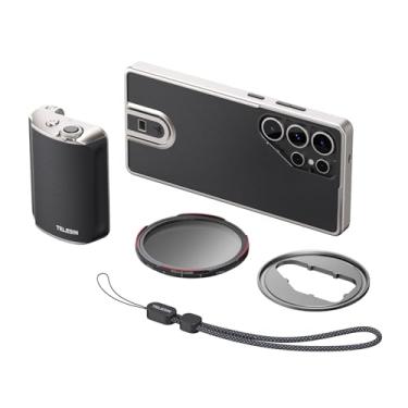 Imagem de TELESIN Kit de fotografia para câmera de telefone Fun Shot Mastergrip (aderência + capa de telefone + lente de filtro VND de 67 mm) para Samsung Galaxy S25 Ultra, suporte ergonômico confortável e