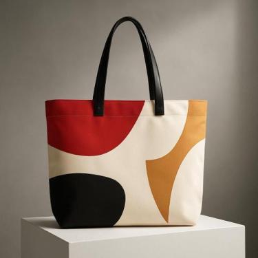 Imagem de Bolsa Ecologica Estampada Geométrica com Alças Pretas - Gemini Náutica