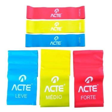 Imagem de Kit 3 Mini Faixa Elástica + 3 Faixa Elástica Com 3 Intensidades