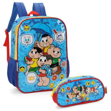 Imagem de Mochila De Costas Estojo Cebolinha Turma Da Mônica Luxcel Cor:Azul