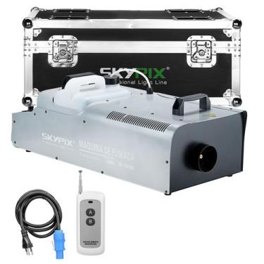 Imagem de Máquina De Fumaça 3000w Com Controle Remoto Sem Fio Dmx Case Com Rodiz