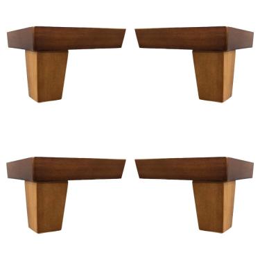 Imagem de Pé de Madeira Cantoneira Universal P/ Móveis Kit 4 Unidades