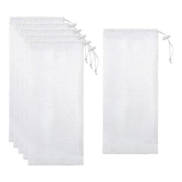 Imagem de KiBcsLic 6 peças de alimentador de pássaros, saco alimentador de cardo, rede de alimentação suspensa para tentilhões selvagens, ferramenta de fornecimento de, Branco