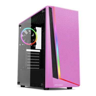 Imagem de Gabinete Gamer Mymax Lion, Mid Tower, LED RGB, ATX, M-ATX e ITX, Lateral Esquerda em vidro temperado, Cooler, USB 3.0, Rosa