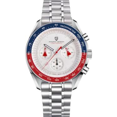 Imagem de Relógio de pulso masculino Pagani Design 1701 Resistente à água até 100 metros, com cronógrafo, movimento de quartzo japonês VK63, pulseira de aço inoxidável, vidro de safira