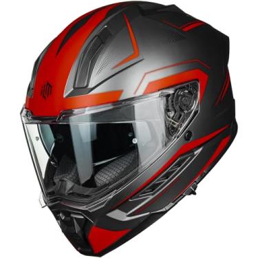 Imagem de ILM Capacetes Integrais Para Motocicleta Dot Ece Homens E Mulheres Com Viseira Dupla Inserção De Pinlock, Capacete Corrida Rua, Modelo Mf568 (Vermelho Preto, 2Xl)