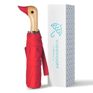 Imagem de Guarda-chuva de viagem compacto ViddVoom Duck com linda alça de cabeça