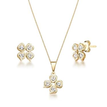 Imagem de Couti, Kit Conjunto Colar Brinco Pingente Joias Folheada a Ouro 18k