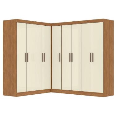 Imagem de Guarda Roupas Modulado De Canto Madrid Com 9 Portas Maxel Madeirado/off White