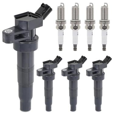 Imagem de SORGHUM Pacote De Bobinas Ignição E Velas Compatíveis Com Hyundai Sonata Genesis Tucson Equus Kia Rondo Optima Borrego Forte Sorento Sportage K900 Substituição # Uf611 27300-3F100 C1667 Gn10568 Conj