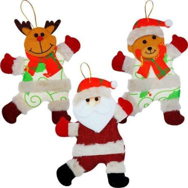 Imagem de Kit 12 Decoração árvore De Natal Noel Rena Urso Natalino 19cm - OUTRAS