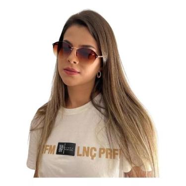 Imagem de Óculos De Sol Redondo Blaze Finoti Original UV400 Feminino, Marrom deg