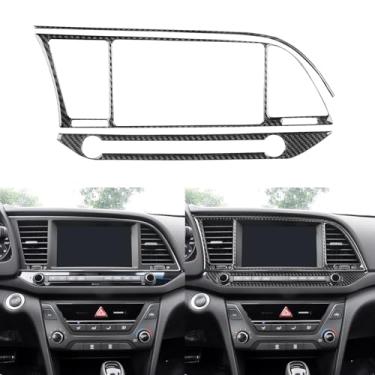 Imagem de GDFJGD Decalque de acessórios automotivos de fibra de carbono macia para console central de navegação GPS painel de rádio adesivo de acabamento interno compatível com Hyundai Elantra 2016-2020 2017
