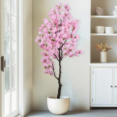 Imagem de Árvore de cerejeira rosa artificial 2,8 m, árvore de flor sintética para decoração de casa