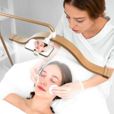 Imagem de Luz De Chão Led Meia Lua Para Extensões De Cílios Luz Dobrável Meia Lua Para Cílios Brilho Ajustável & Altura & Quente Para Tatuadores Técnicos De Unhas Esteticistas, Gold