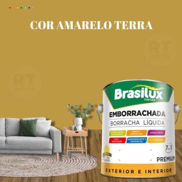 Imagem de Tinta Borracha Líquida Amarela Para Parede 3,2l  Lavável Impermeável B