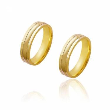 Imagem de Par de Alianças de Casamento Diana Ouro com Abaulamento Central 5,2mm 