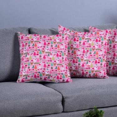 Imagem de Kit Capa Para Almofada Estampada Natalina 45cm x 45cm Com Zíper 04 Peç