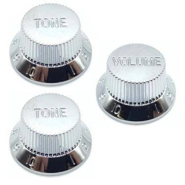 Imagem de KIT 3 Knob Plástico Tone Guitarra Strato PSTT + PSVV Cromado - SPIRIT