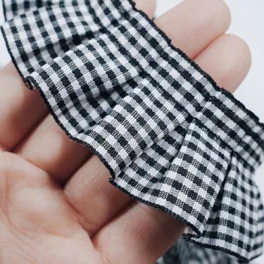 Imagem de Guarnição de renda plissada com babados de 10 metros, acabamento de tecido de fita de renda guingão para costura, artesanato, cortina de vestido, decoração de fronha de fantasia de casamento (preto)