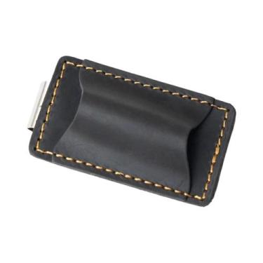 Imagem de Suporte Para Caneta Em Couro Crazy Horse Vintage Com Clipe De Aço Inox