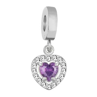 Imagem de BlingNuts Pingente de coração de cristal roxo brilhante I Love You Daughter para aniversário compatível com pingentes Pandora Joias Presentes