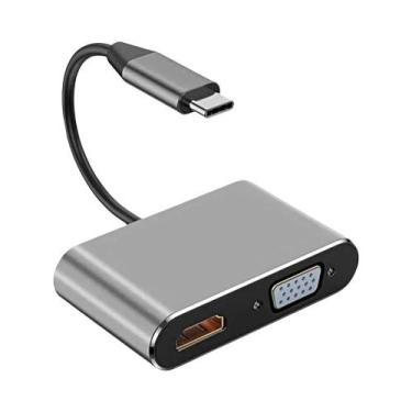 Imagem de Hub Adaptador Tipo C 4 Em 1 HDTV VGA USB 3.0 Digital AV Multiport Com 
