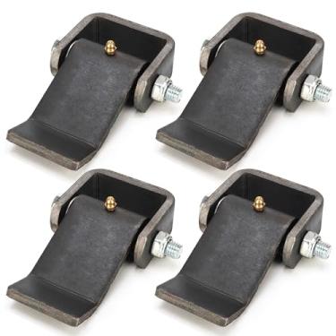 Imagem de EVCUHASL Dobradiças de reboque soldadas, dobradiças de reboque de metal resistente, dobradiças de portão de caminhão com encaixe de graxa, alça de porta de trailer folha curta, pacote com 4