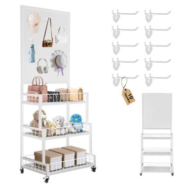 Imagem de NectaCol Painéis de Pegboard, suporte de exibição de quadro de metal de 3 camadas com painel de placa de fixação, suporte de exibição de quadro de pegboard, exibição de artesanato, exibição de arte e