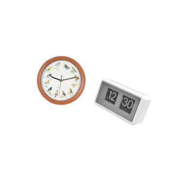 Imagem de IEUDNS Relógio de Parede com Pássaro Cantando, Relógio de Parede Decorativo com Flip Automático para Decoração de Parede, Relógio de Prateleira Silencioso Co