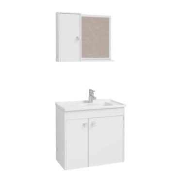 Imagem de Armário de banheiro completo/penteadeira - Resistente à umidade, oferece armazenamento organizado para banheiros residenciais ou de apartamentos. (Branco)