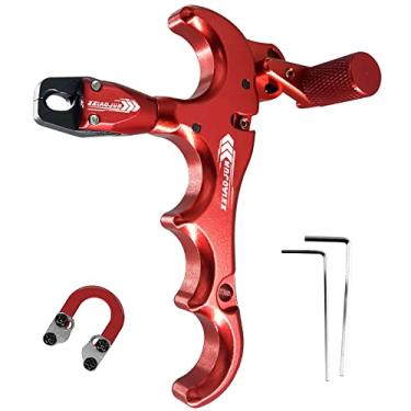 Imagem de xxiaojun Liberador de arco composto e corda de laço D, ajustável pode girar 360° arco de liberação de polegar auxiliares de liga de alumínio, auxílios de liberação de tiro com arco (4 dedos