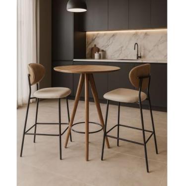 Imagem de Banqueta Alta em Aço Carbono com Pintura Epóxi Preto – Lívia Exclusiva Courino Durango Palha